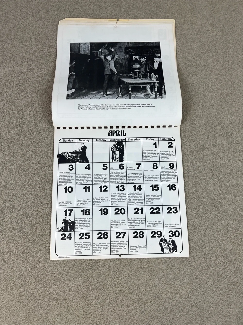 Sherlock Holmes 1977 Wall Calendar - Brown Sepia